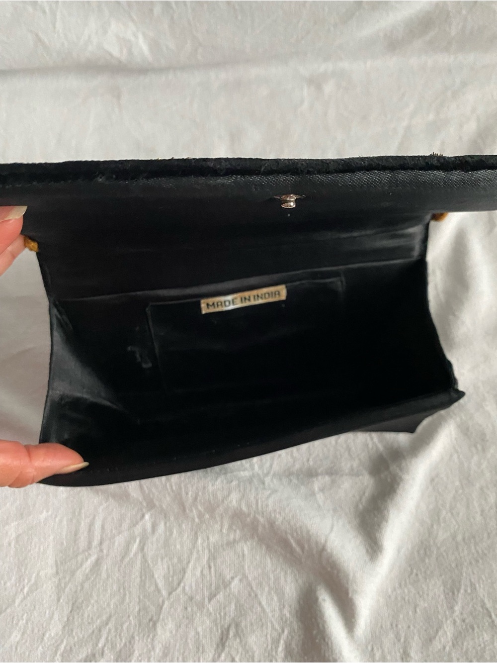 Embroidered Peacock Black Evening Clutch with Gold Accents Clutch Flawless Rare - Picture 9 of 15